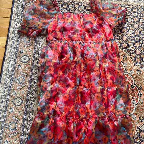 Red/pink flower print dress - Picture 1 of 1